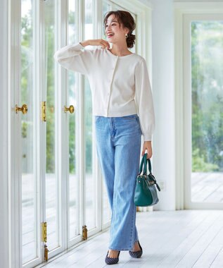 Tiaclasse 【洗える】ビジューニットカーディガン オフホワイト