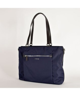 LA BAGAGERIE コーデュラ×リサイクルレザー　スクエアトート ネイビー系その他