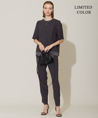 ICB 【新色追加・接触冷感・UVケア・速乾・洗える】 FluidBackSatin Tブラウス チャコール系［WEB限定］