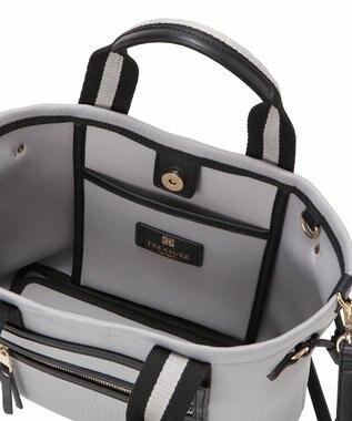 TOPKAPI 【新色追加】【TREASURE TOPKAPI】ネオプレン フロントポケット 2way ショルダー付き ミニトートバッグ グレー