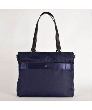 LA BAGAGERIE コーデュラ×リサイクルレザー　スクエアトート ネイビー系その他