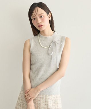 earth music&ecology SET2点チャーム付きシャギーニット＋インナー Light Gray