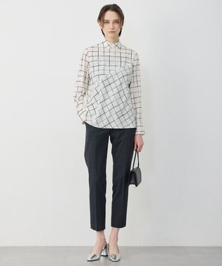 ICB L 【30th ANNIVERSARY】 ウィンドウペンプリント プルオーバーブラウス アイボリー×ブラック