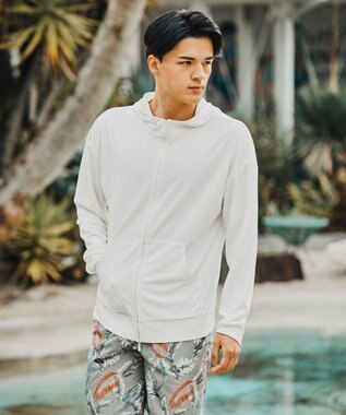 San-ai Resort（三愛水着楽園） ★新色ブルー入荷【UPF50＋】　ユニセックス　サーマルラッシュパーカー　S・M・L　【Reir（レイール）】 ホワイト