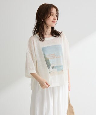 Green Parks フォトニットプルオーバー White