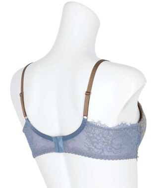 AMPHI ブラジャー 谷間メイク 脇高設計 細身え効果 Gカップまで対応 大きいサイズ 【Glama-Rich グラマリッチ 脇スッキリタイプ】ブラ BYJ603 アンフィ／ワコール ブルー