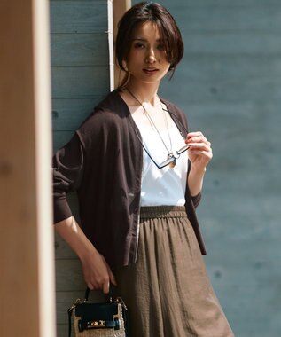 23区 【一部店舗限定/洗える】ライトシアーニット ジップカーディガン スレート系