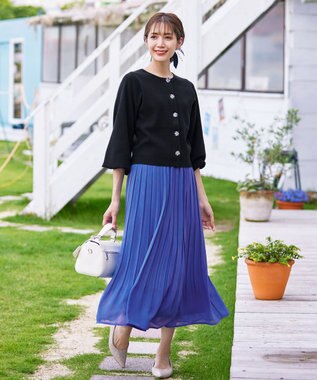 Tiaclasse 【洗える】ビジューニットカーディガン ブラック