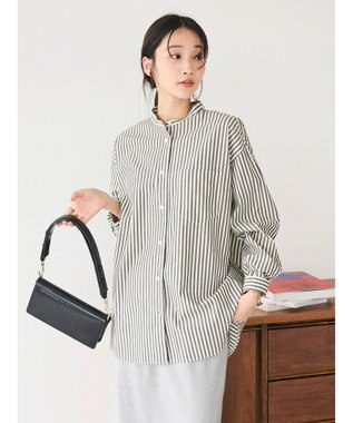 CRAFT STANDARD BOUTIQUE バンドカラーシャツ Stripe Gray