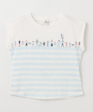 組曲 KIDS 【110-140㎝】【UVケア】グリーンバンド Tシャツ ブルー系1