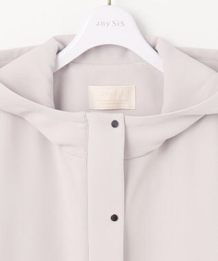 ANY SIS S 【洗える】フーデットロング アウター ライトグレー