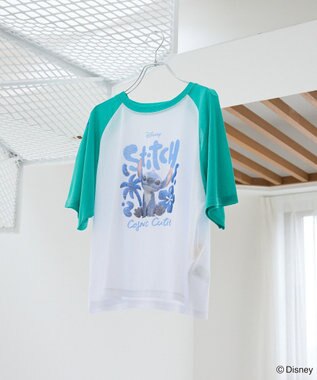 Green Parks スティッチ／シアー半袖ラグランＴシャツ Emerald Green