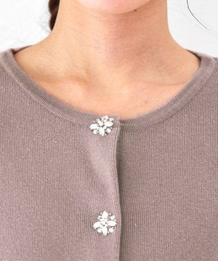 Tiaclasse 【洗える】ビジューニットカーディガン モカ