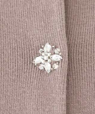 Tiaclasse 【洗える】ビジューニットカーディガン モカ