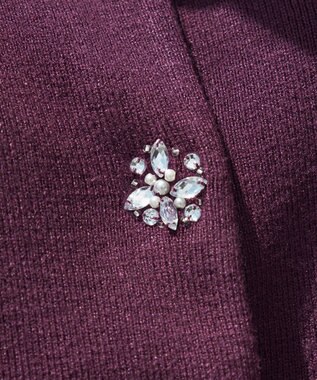 Tiaclasse 【洗える】ビジューニットカーディガン ワイン