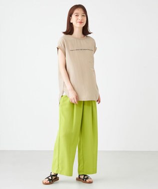 SHARE PARK LADIES ドライタッチリネンライクパンツ 黄緑系