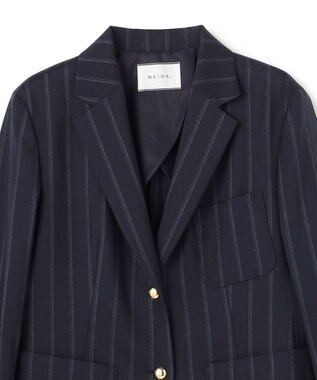 BEIGE， 【セットアップ対応】GEORGE / ウールストライプ テーラードジャケット Navy Stripes