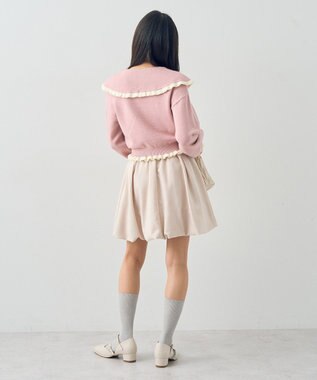 earth music&ecology 配色フリルカラーニットプルオーバー Pink