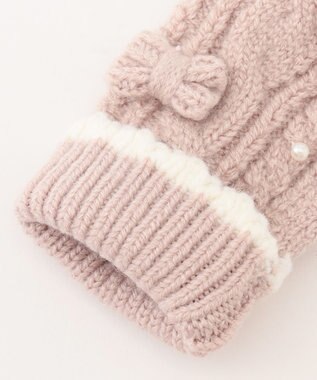 ANY KIDS パール リボン 手袋 ピンク