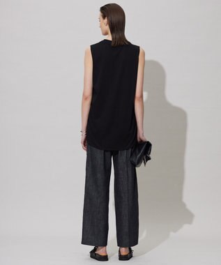 ICB L 【接触冷感・洗える】コンパクトスムース ノースリーブ Tシャツ ブラック系