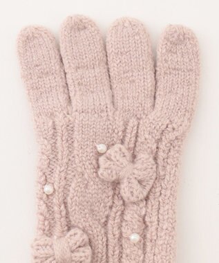 ANY KIDS パール リボン 手袋 ピンク