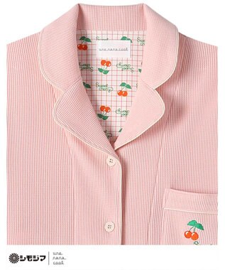 une nana cool MADE WITH シモジマ 【綿100%】開襟ワッフルパジャマ ピンク