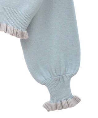 earth music&ecology 配色フリルカラーニットプルオーバー Blue