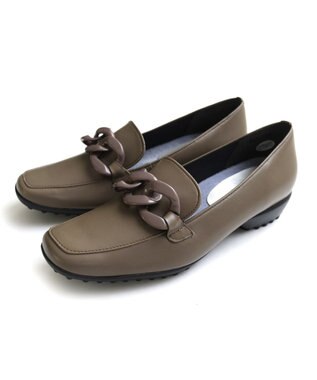 Pointer 【石岡真実さん着用】日本製 本革超軽量チェーンモチーフローファー オークグレー