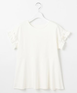 【汗ジミが目立たない】フリル袖ペプラムデザインTシャツ