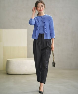 組曲 シアーニット フリルカーディガン ブルー系