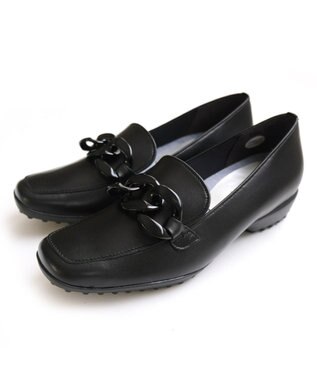 Pointer 【石岡真実さん着用】日本製 本革超軽量チェーンモチーフローファー ブラック