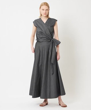 BEIGE， POMEGRANATE / カシュクールブラウス Chambray Black