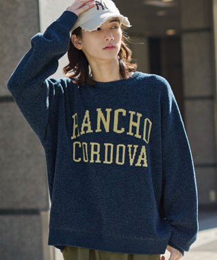 WEGO 【ユニセックス着用ITEM】ベロアモールグラフィックプルオーバー ネイビー