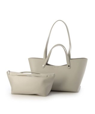 UNBILLION カシュカシュ cachecache / ポーチ付横長2ハンドルトート ライトグレー