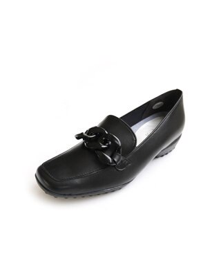 Pointer 【石岡真実さん着用】日本製 本革超軽量チェーンモチーフローファー ブラック