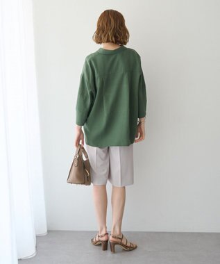 YECCA VECCA バルーン袖スキッパーシャツ Dark Khaki