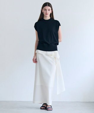 BEIGE， 【イージーケア・セットアップ対応】BATEAU / サイドディテール Iラインスカート Ecru