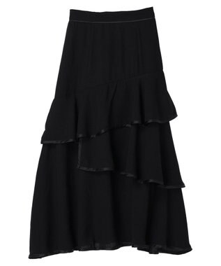 earth music&ecology パイピングフリルティアードスカート Black