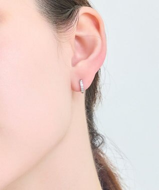 Phoebe 【金属アレルギー対応】ワンタッチビジューフープミニピアス　シルバー/サージカルステンレス シルバー