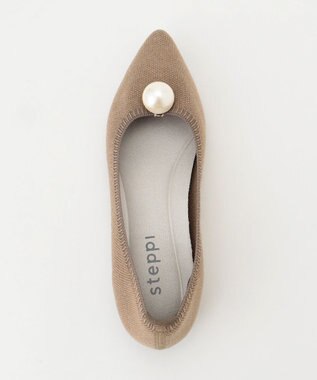 steppi 【洗える/防臭】パール付 メリノウール ポインテッドパンプス ベージュ