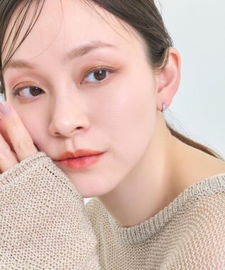 Phoebe 【金属アレルギー対応】ワンタッチビジューフープミニピアス　シルバー/サージカルステンレス シルバー