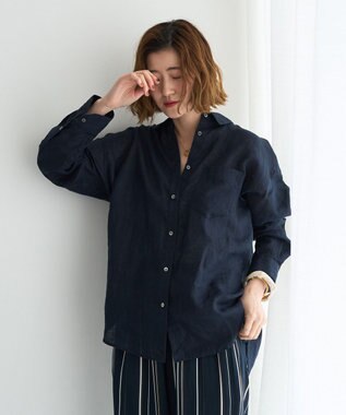 YECCA VECCA 3wayフレンチリネンシャツ Navy