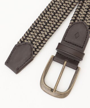 JOSEPH ABBOUD 【キングサイズ・イタリア素材・ストレッチ・日本製】 ストレッチレザーミックス ベルト ダークブラウン系