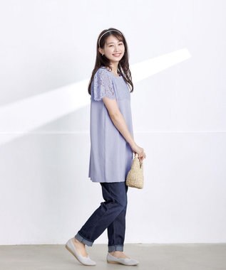 Tiaclasse 【洗える・ストレッチ】デニムパンツ ネイビー