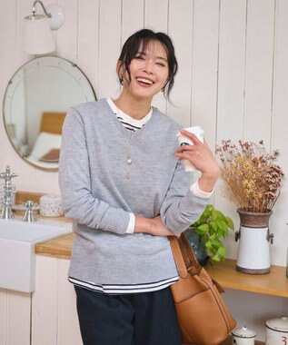 WEGO 【WEB限定/2025年秋冬新作/洗濯OK/毛玉レス/MLXLサイズ展開/オフィス/カジュアル】ベーシックニットセーター 杢グレー