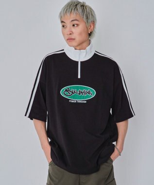 WEGO 【ユニセックス着用ITEM/MLサイズ展開】ヘビーウェイトハーフジップT（SS） ブラック