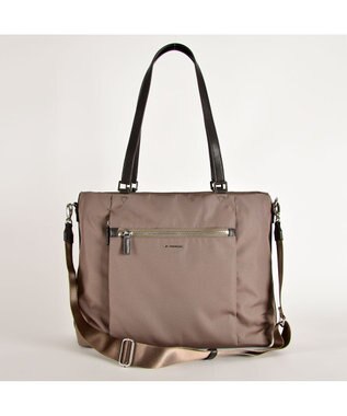 LA BAGAGERIE コーデュラ×リサイクルレザー　スクエアトート ベージュ