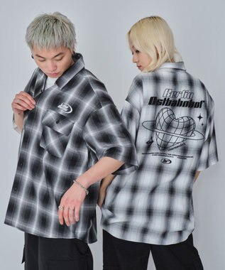 WEGO 【ユニセックス着用ITEM】グラフィックオンブレチェックシャツ（SS） ホワイトチェック1