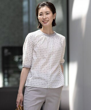 【洗える】ジオメトリックプリント ブラウス