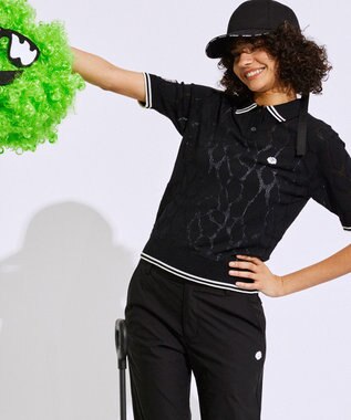 PW CIRCULUS 【WOMEN】ジラフニットポロ ゴルフウェア レディース ブラック系